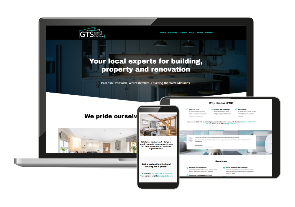 Web design for builder GTS Build Droitwich Worcester