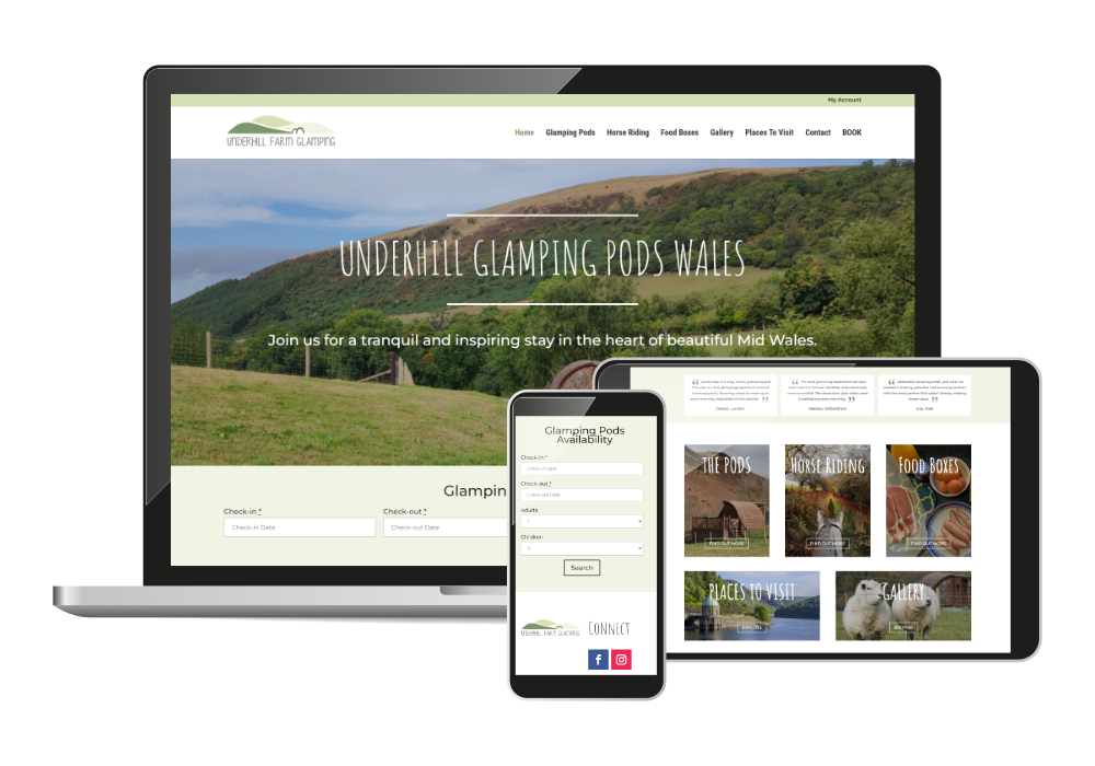 Website design for a glamping site in Wales - Underhill Farm Glamping
